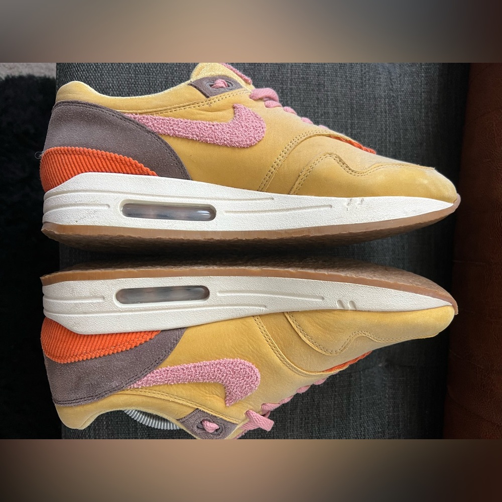 Men’s Nike Air Max 1 Premium Wheat Gold Bacon Crepe Pack 2018 Size 10 - Picture 6 of 7